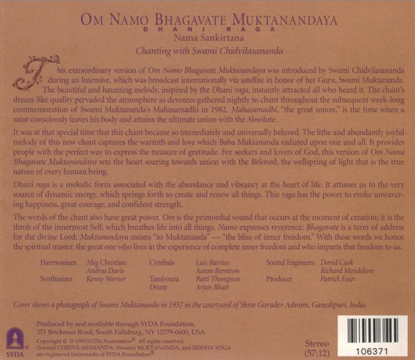 Om Namo Bhagavate Muktanandaya - Dhani Raga